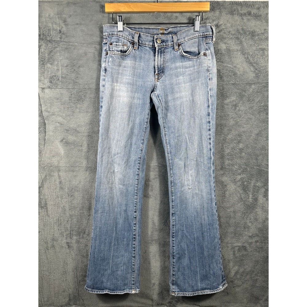 7 For All Mankind Flare Jeans Light Wash Distressed U076080U-055U USA Made